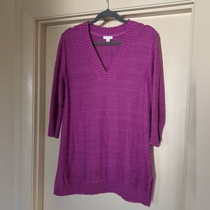 J.Jill Allium 100% Cotton Magenta Tunic Sweater
